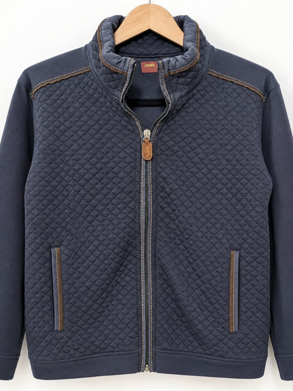 Johnston & Murphy Navy Quilted Full Zip Jacket Men’s Medium Slim Fit